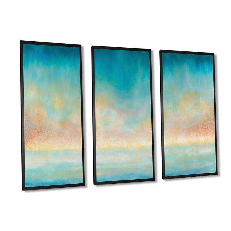 Designart "The Awakening Of Dawn III" Abstract Liquid Ink Framed Canvas Wall Art Print 3